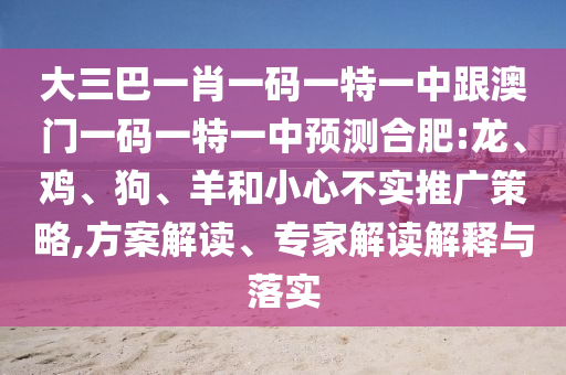 大三巴一肖一碼一特一中跟澳門一碼一特一中預(yù)測合肥:龍、雞、狗、羊和小心不實(shí)推廣策略,方案解讀、專家解讀解釋與落實(shí)