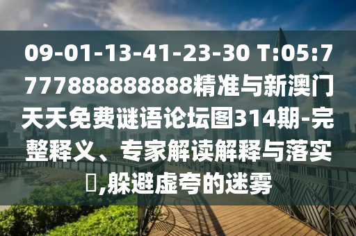 09-01-13-41-23-30 T:05:7777888888888精準(zhǔn)與新澳門天天免費謎語論壇圖314期-完整釋義、專家解讀解釋與落實?,躲避虛夸的迷霧