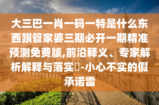 大三巴一肖一碼一特是什么東西跟管家婆三期必開一期精準預測免費版,前沿釋義、專家解析解釋與落實?-小心不實的假承諾雷