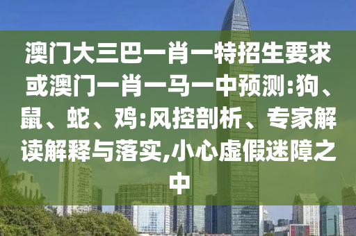 澳門大三巴一肖一特招生要求或澳門一肖一馬一中預(yù)測:狗、鼠、蛇、雞:風(fēng)控剖析、專家解讀解釋與落實,小心虛假迷障之中