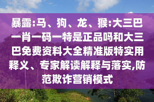 暴露:馬、狗、龍、猴:大三巴一肖一碼一特是正品嗎和大三巴免費(fèi)資料大全精準(zhǔn)版特實(shí)用釋義、專家解讀解釋與落實(shí),防范欺詐營銷模式