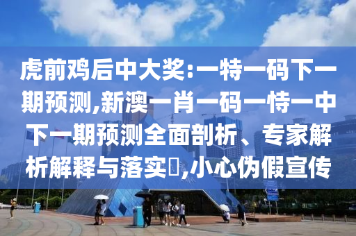 虎前雞后中大獎(jiǎng):一特一碼下一期預(yù)測(cè),新澳一肖一碼一恃一中下一期預(yù)測(cè)全面剖析、專(zhuān)家解析解釋與落實(shí)?,小心偽假宣傳